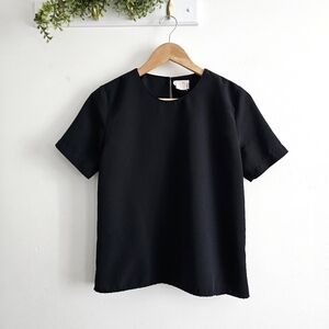 🖤 Vintage Lauren Lee Black Short Sleeve Blouse Minimalist Size Small Costa Rica